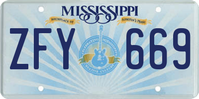 MS license plate ZFY669