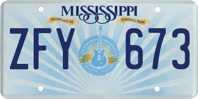 MS license plate ZFY673