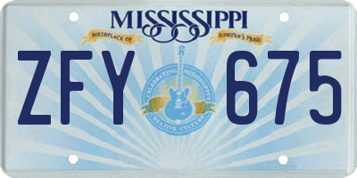 MS license plate ZFY675