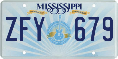 MS license plate ZFY679