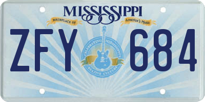 MS license plate ZFY684