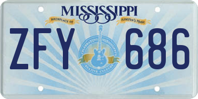 MS license plate ZFY686