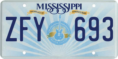 MS license plate ZFY693