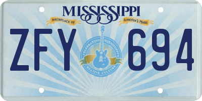 MS license plate ZFY694