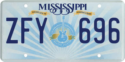 MS license plate ZFY696