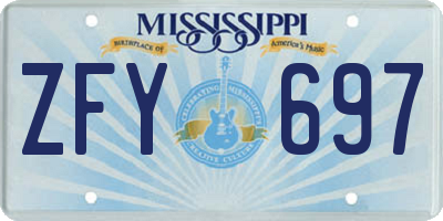 MS license plate ZFY697