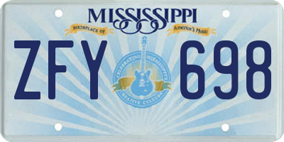 MS license plate ZFY698
