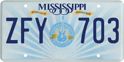 MS license plate ZFY703