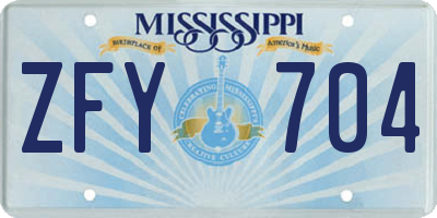 MS license plate ZFY704
