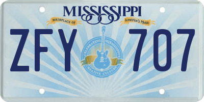 MS license plate ZFY707