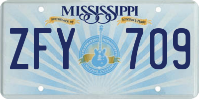MS license plate ZFY709
