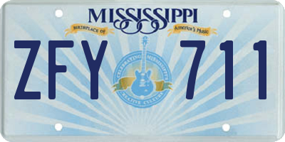 MS license plate ZFY711