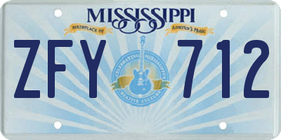 MS license plate ZFY712