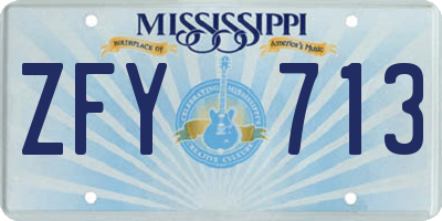 MS license plate ZFY713