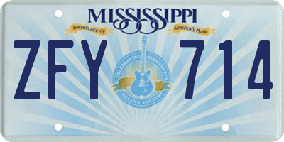 MS license plate ZFY714