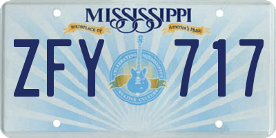 MS license plate ZFY717