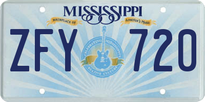 MS license plate ZFY720
