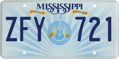 MS license plate ZFY721