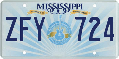 MS license plate ZFY724