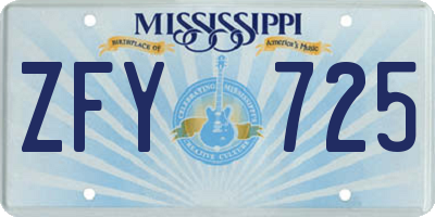 MS license plate ZFY725