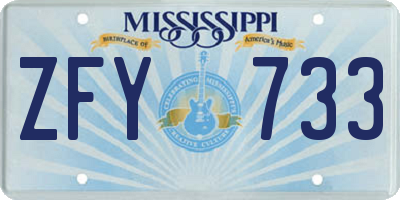 MS license plate ZFY733