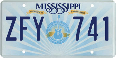 MS license plate ZFY741