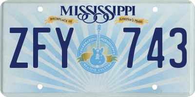 MS license plate ZFY743