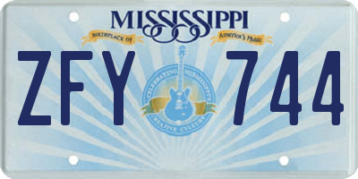 MS license plate ZFY744