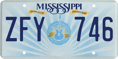 MS license plate ZFY746