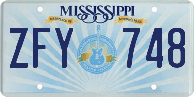 MS license plate ZFY748