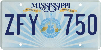 MS license plate ZFY750