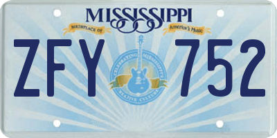 MS license plate ZFY752