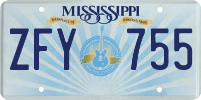 MS license plate ZFY755