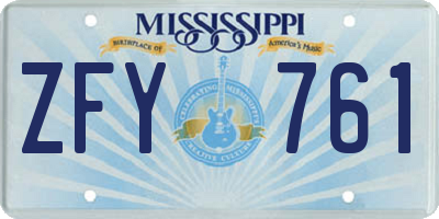 MS license plate ZFY761