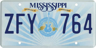 MS license plate ZFY764