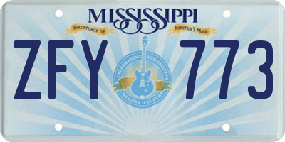 MS license plate ZFY773