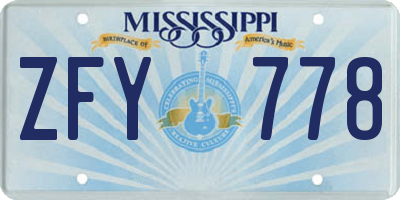 MS license plate ZFY778