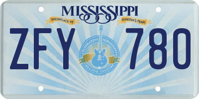 MS license plate ZFY780