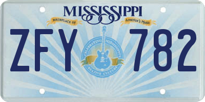 MS license plate ZFY782