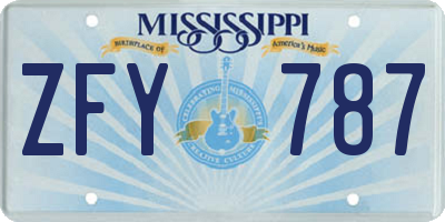 MS license plate ZFY787