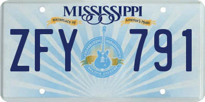 MS license plate ZFY791