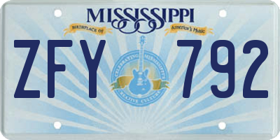MS license plate ZFY792