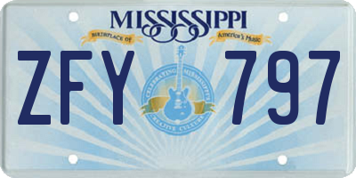 MS license plate ZFY797