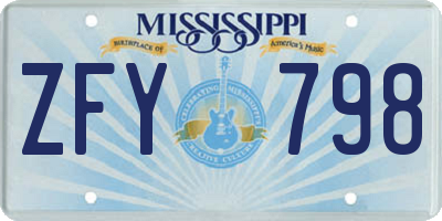 MS license plate ZFY798