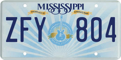 MS license plate ZFY804