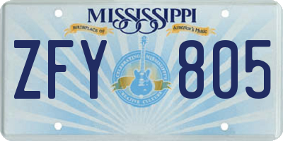 MS license plate ZFY805