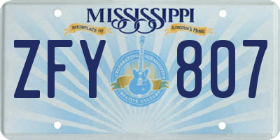 MS license plate ZFY807