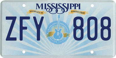 MS license plate ZFY808