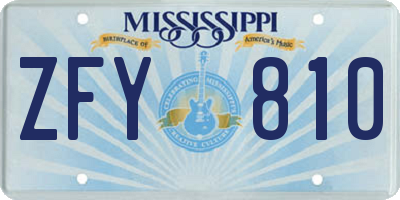 MS license plate ZFY810