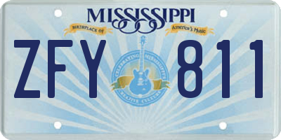 MS license plate ZFY811